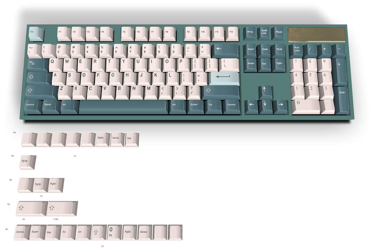 534 Key Custom #534 PBT Keycap 129 Keys keycaps Cherry Profile DYE-SUB ...