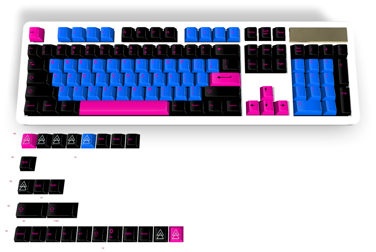 Custom #1092 PBT Keycap 129 Keys keycaps Cherry Profile DYE-SUB ...