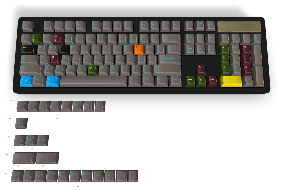Custom #3325 PBT Keycap 129 Keys keycaps Cherry Profile DYE-SUB ...