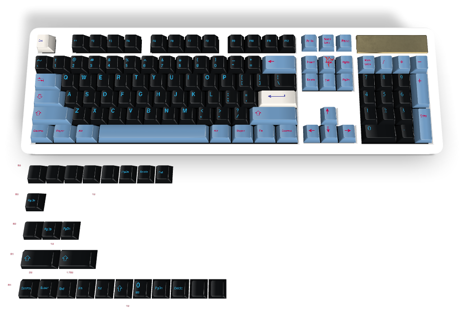 Custom #275 PBT Keycap 129 Keys keycaps Cherry Profile DYE-SUB ...