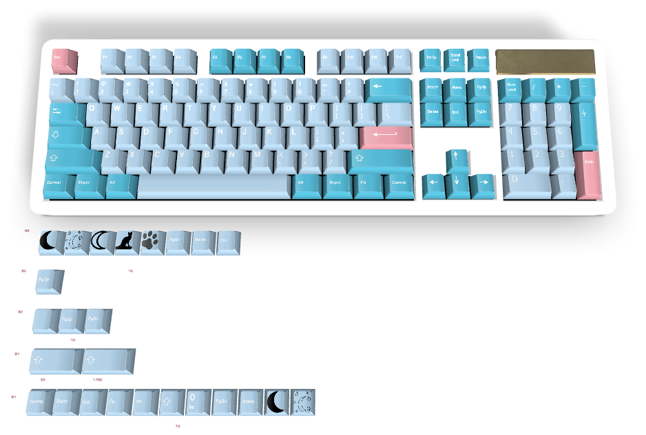 Custom #391 PBT Keycap 129 Keys keycaps Cherry Profile DYE-SUB ...