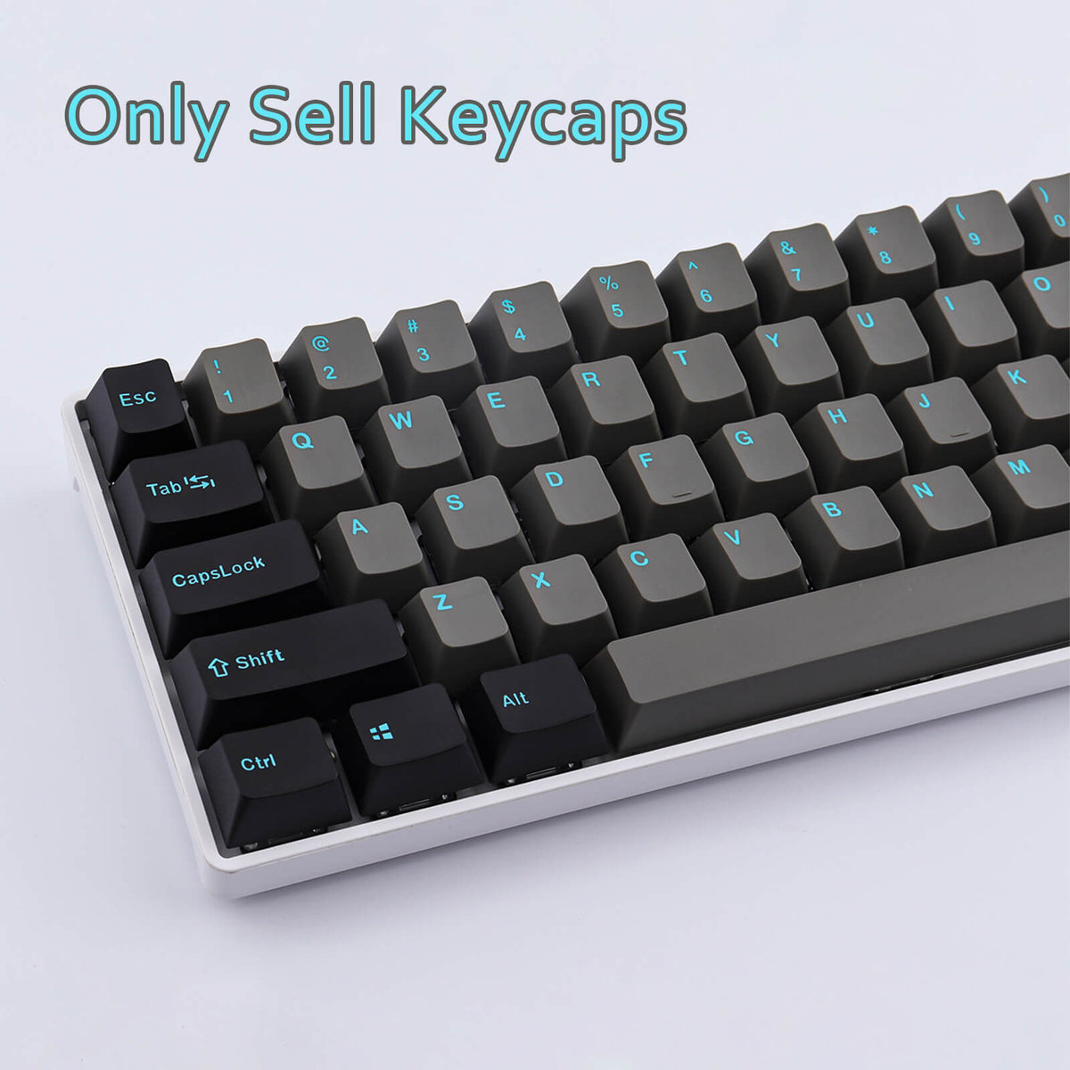 Graphite Cyan keycaps, 123 keycaps PBT keycaps OEM profile Doubleshot ...