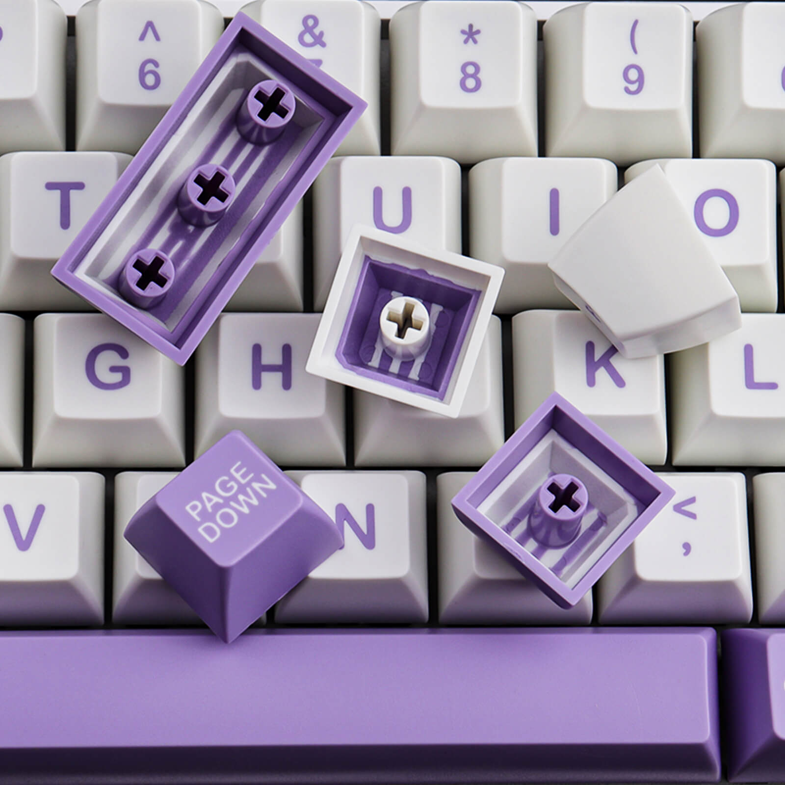 127KEYS SA PROFILE Purple White keycaps - Diykeycap