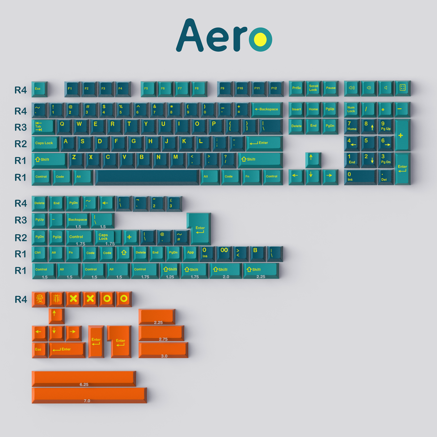 171 key ABS Double Shot  Marrs Green/Aero Keycaps - Diykeycap