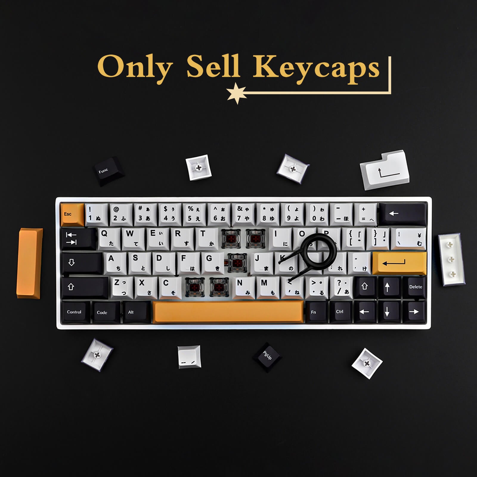 145 Keys Black and Yellow Japanese keycap - Diykeycap