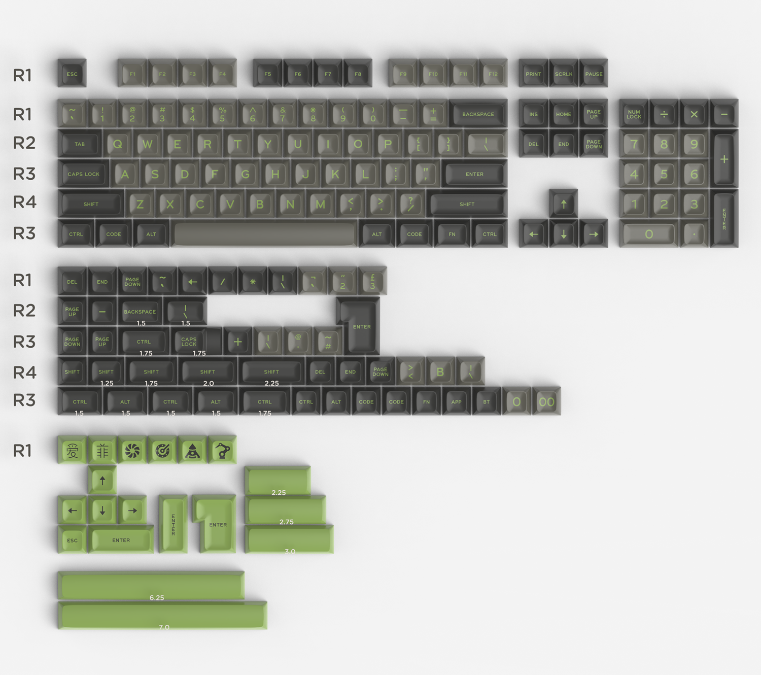 Samp Keys 170 keys SA Profile ABS Double Shot Keycap | Diykeycap