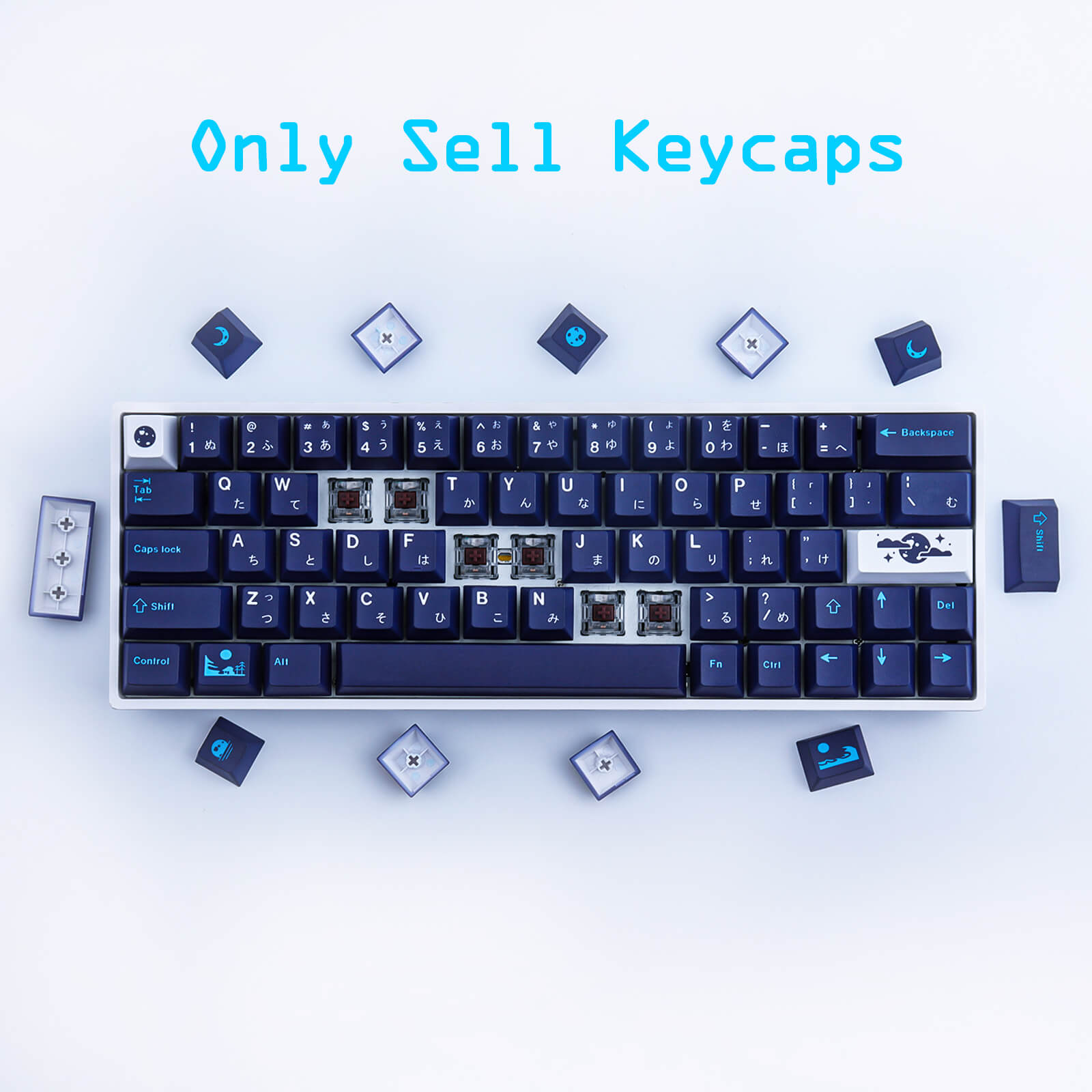 129 Keys PBT DYE-SUB Blue Hell keycaps - Diykeycap