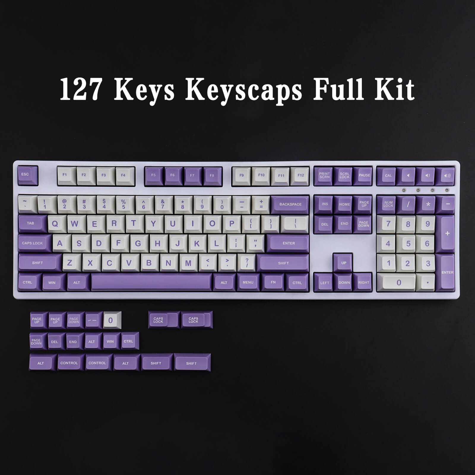 127KEYS SA PROFILE Purple White keycaps - Diykeycap