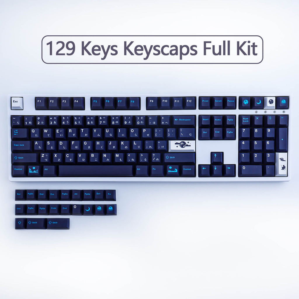 129 Keys PBT DYE-SUB Blue Hell keycaps - Diykeycap