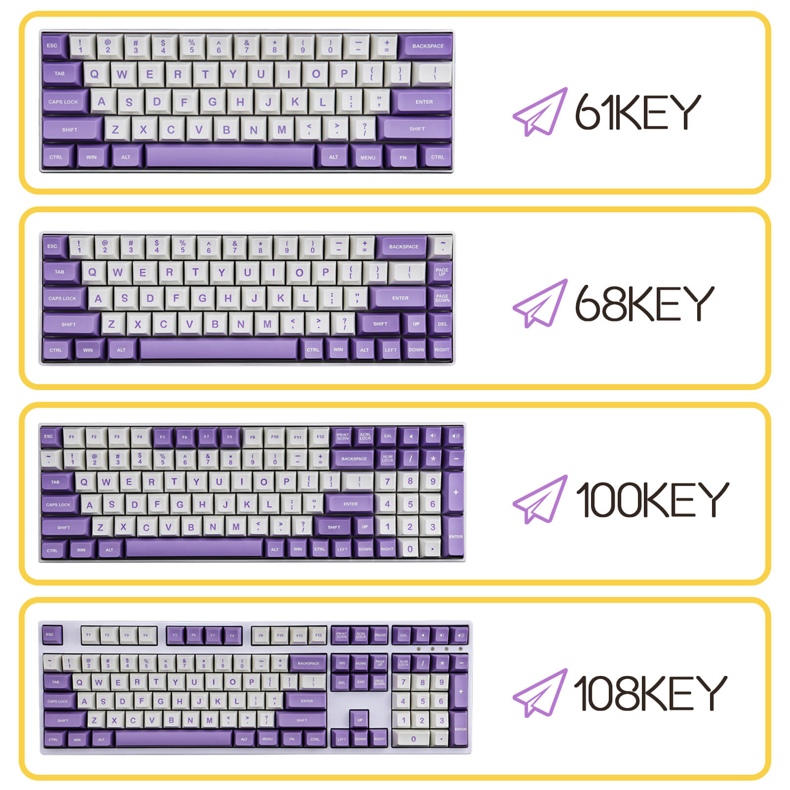 127KEYS SA PROFILE Purple White keycaps - Diykeycap