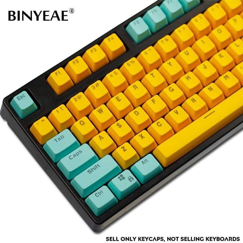 104-Key PBT Backlight Keycap Cute Cyan-Yellow - Diykeycap