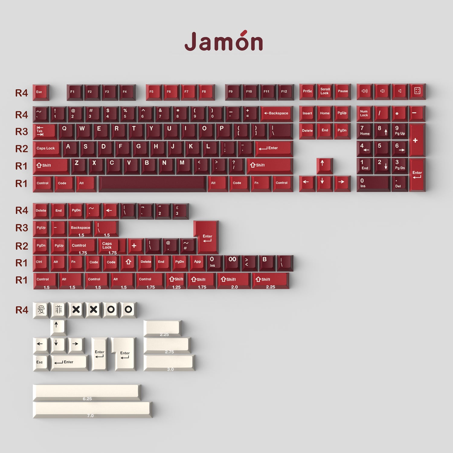 171 key ABS Double Shot Jamon/Royal Alpha Typewriter Keycaps - Diykeycap