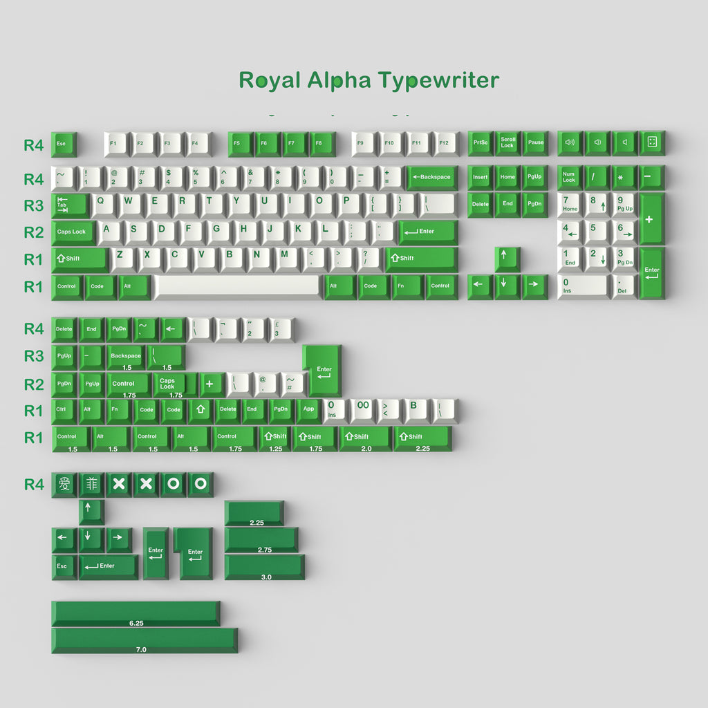 171 key ABS Double Shot Jamon/Royal Alpha Typewriter Keycaps - Diykeycap