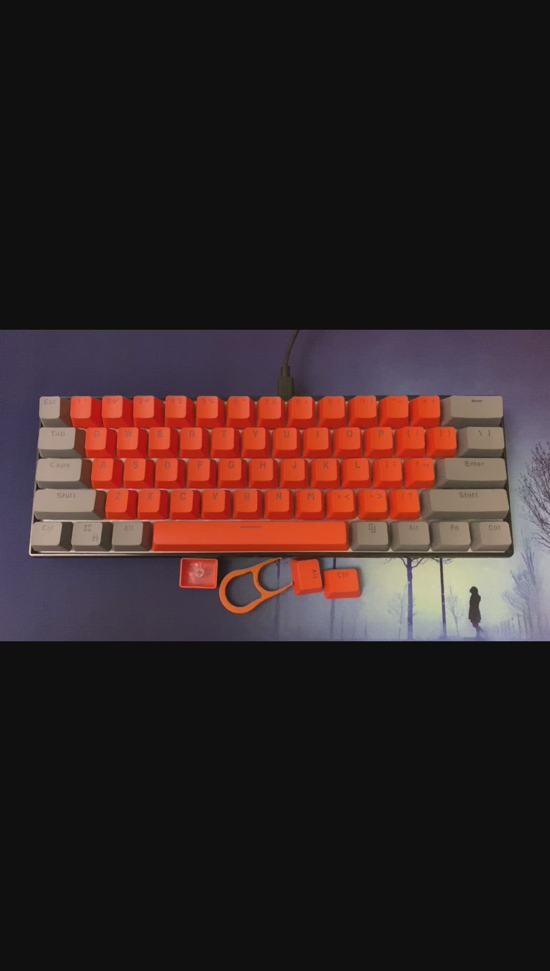 Grey Orange Keycaps Set