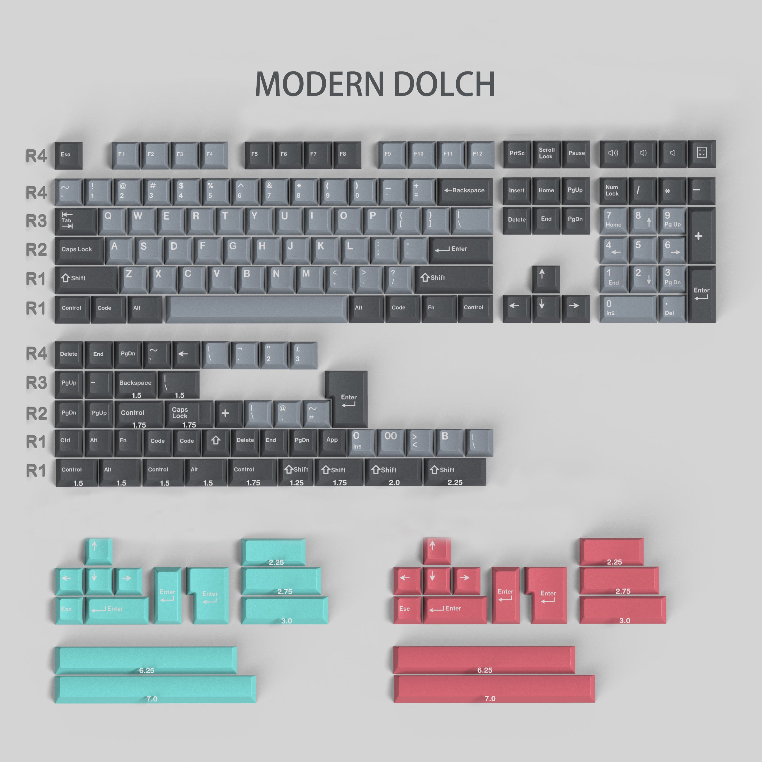 GMK MODERN DOLCH PBT Keycap 189 Keys Cherry Profile ABS double