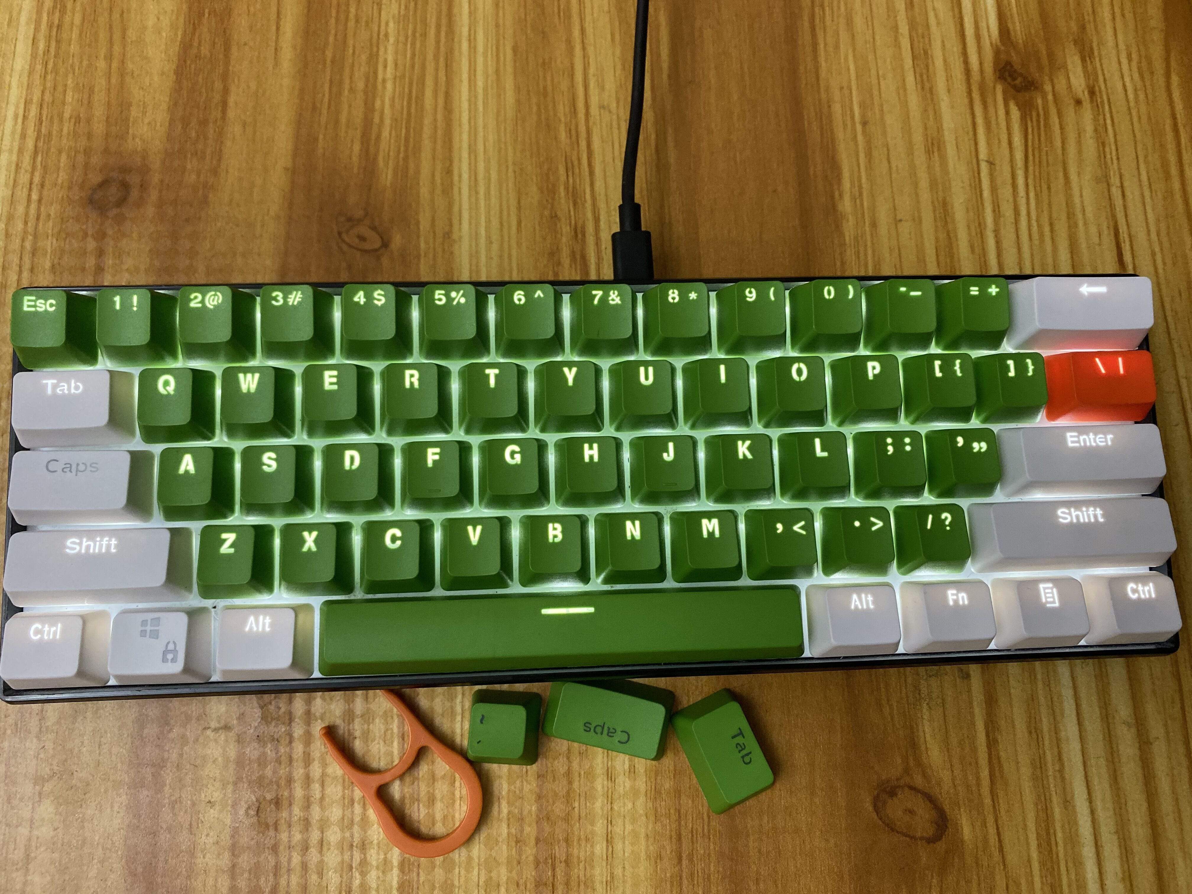 White-Orange-Green Keycaps Set - Diykeycap