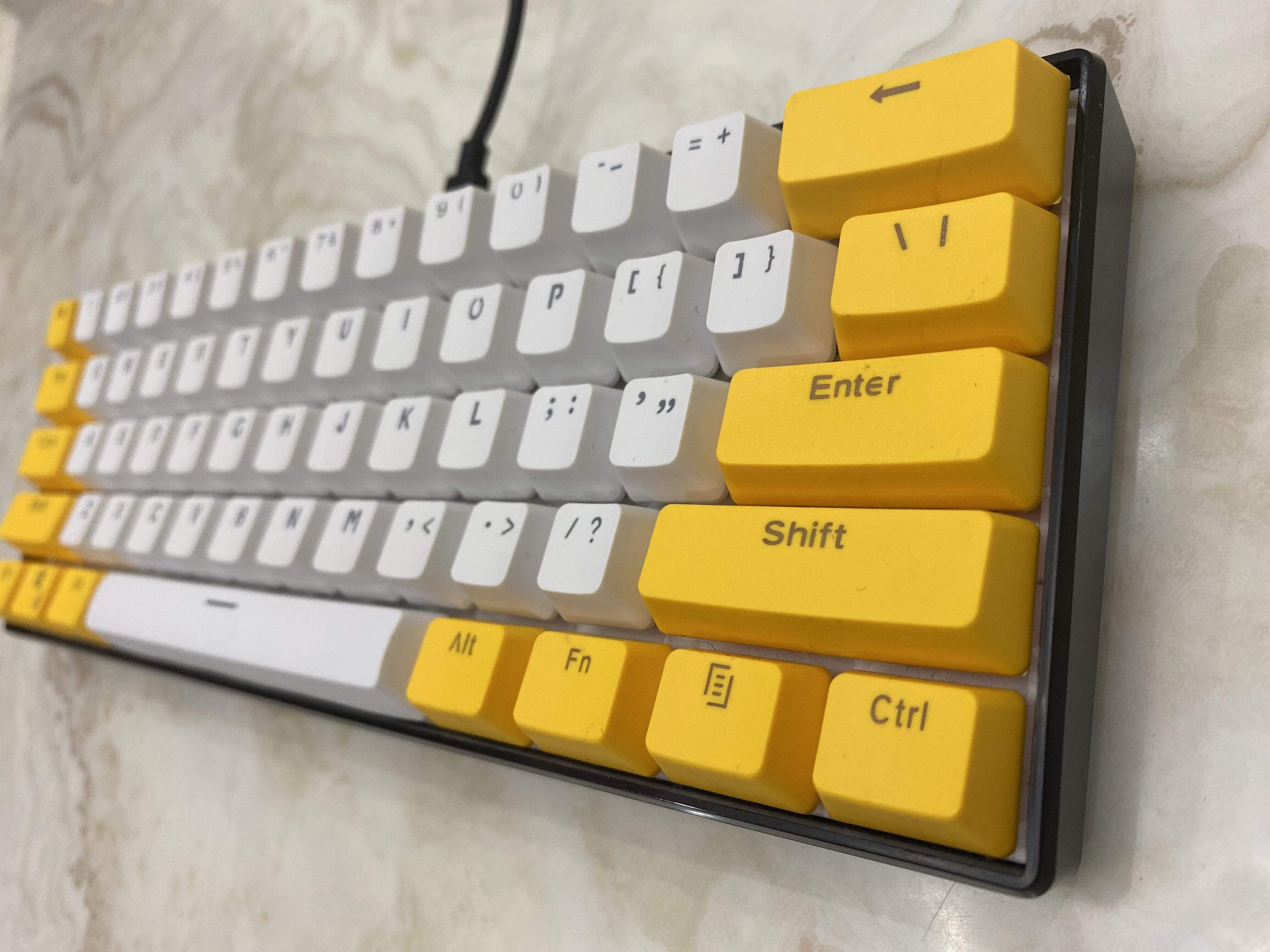 Yellow White Backlit Keycaps Set | Diykeycap