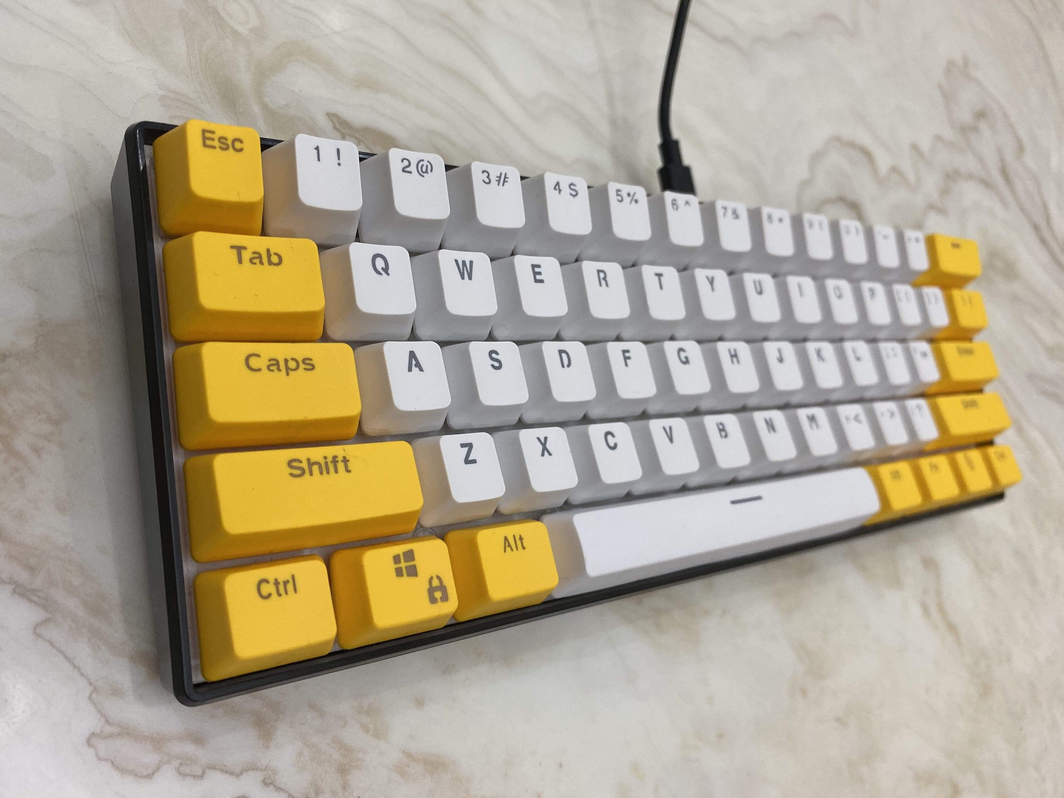 Yellow White Backlit Keycaps Set - Diykeycap