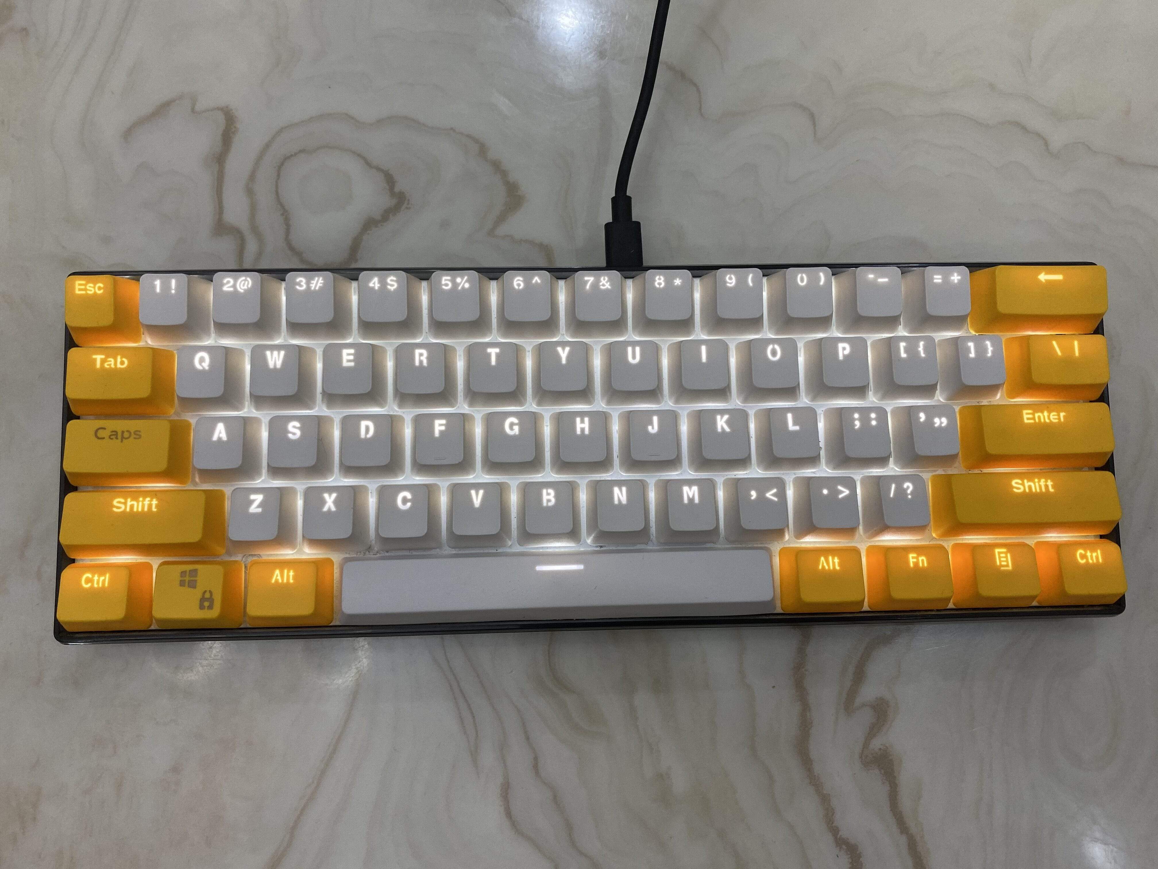 Yellow White Backlit Keycaps Set - Diykeycap