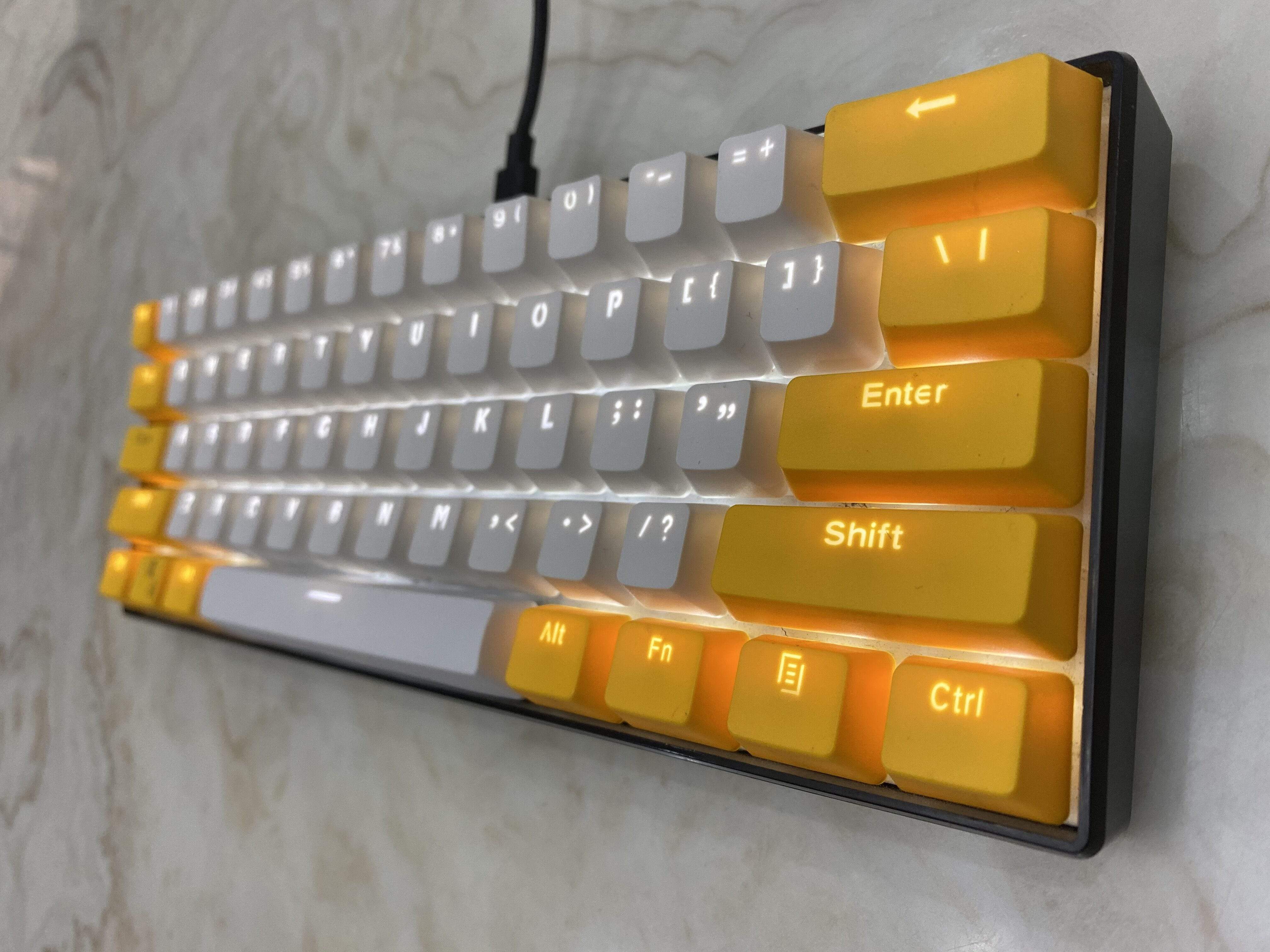 Yellow White Backlit Keycaps Set - Diykeycap