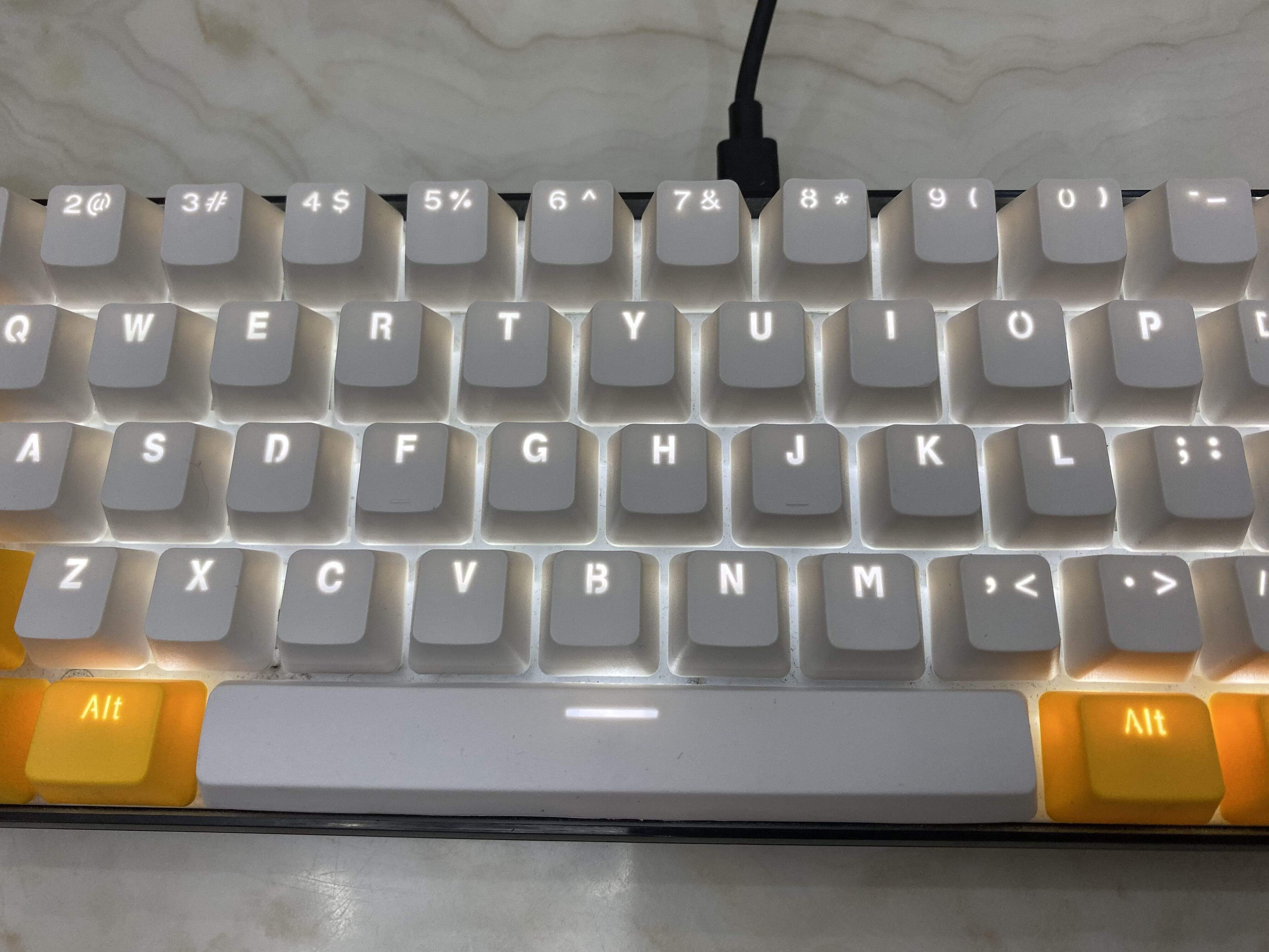 Yellow White Backlit Keycaps Set - Diykeycap