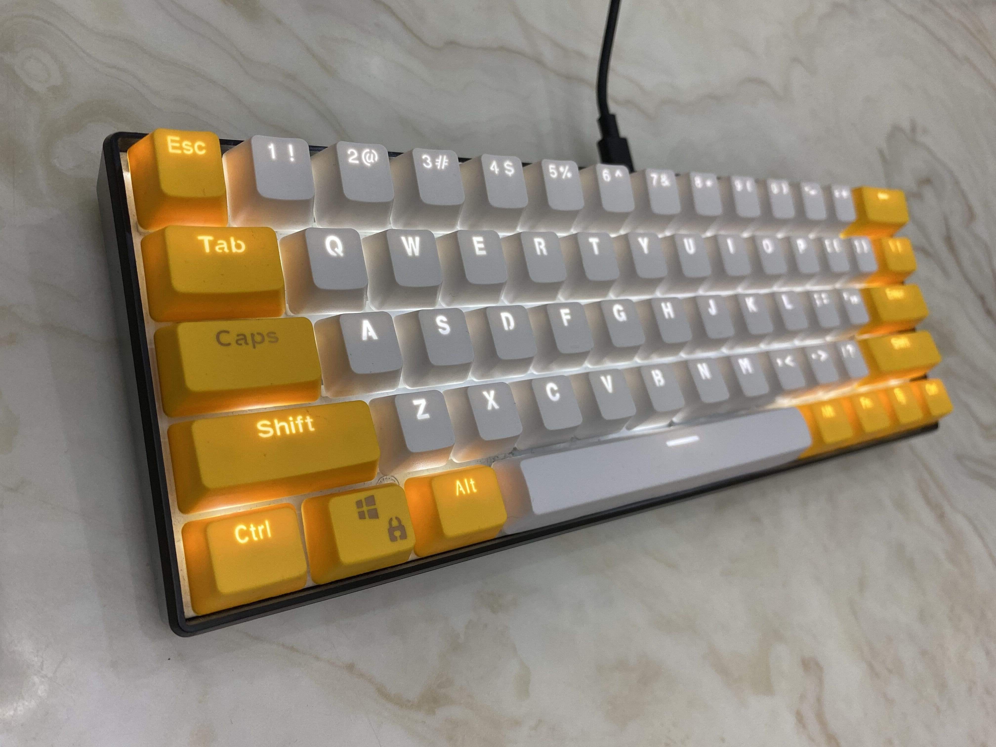 Yellow White Backlit Keycaps Set - Diykeycap