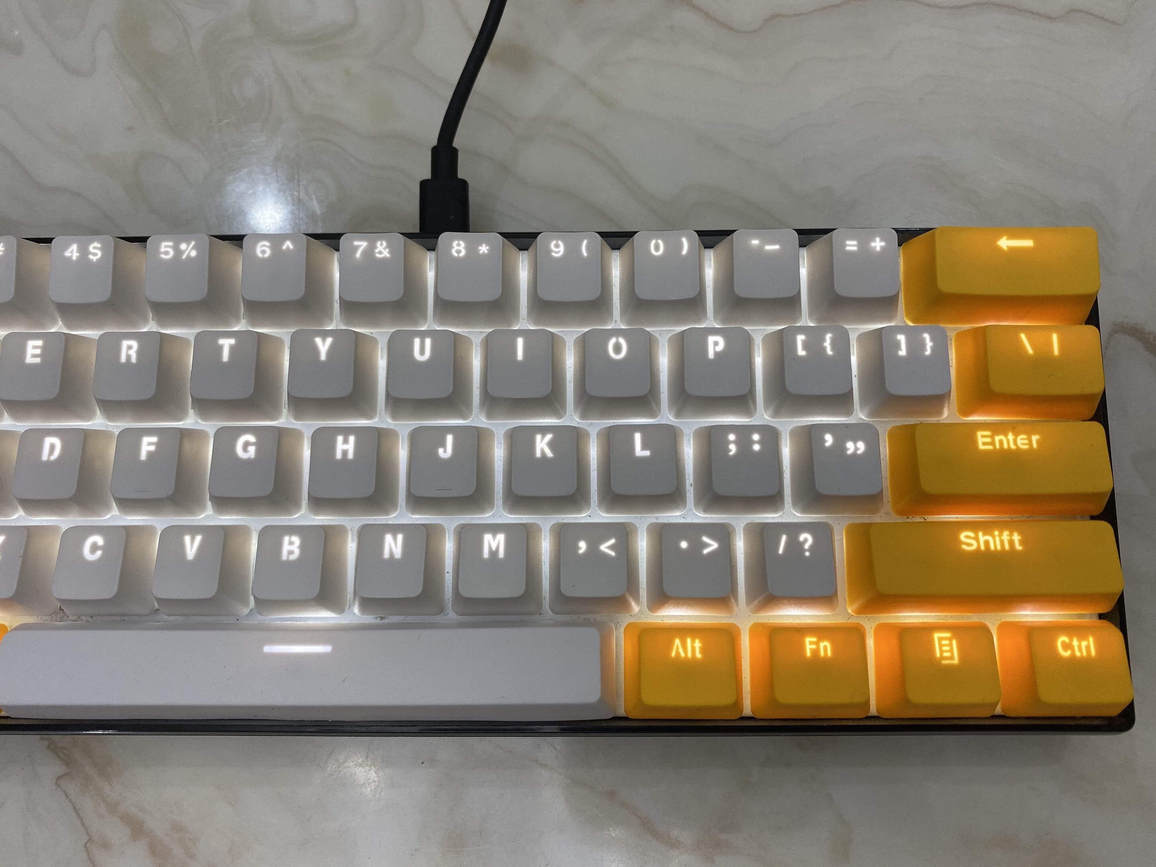 Yellow White Backlit Keycaps Set - Diykeycap