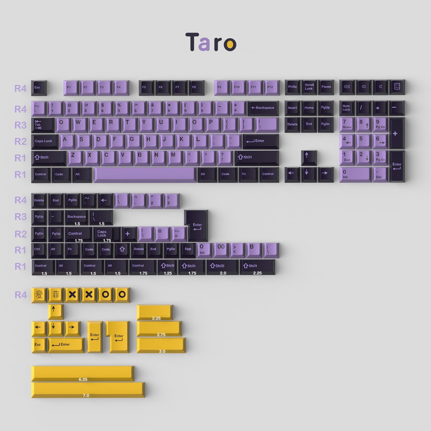 171 keys ABS Double Shot Taro Keycaps - Diykeycap