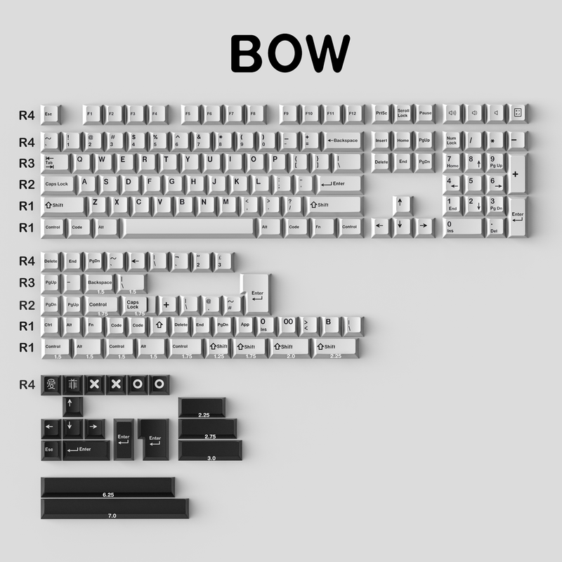 171 keys ABS Double Shot WOB/Bow Keycaps - Diykeycap