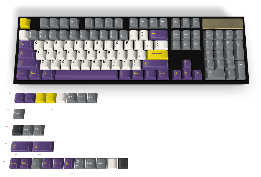 Custom #2126 PBT Keycap 129 Keys keycaps Cherry Profile DYE-SUB ...