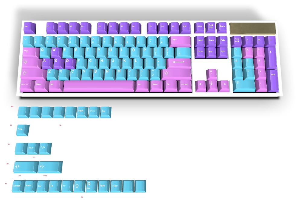 Custom #2133 PBT Keycap 129 Keys keycaps Cherry Profile DYE-SUB ...