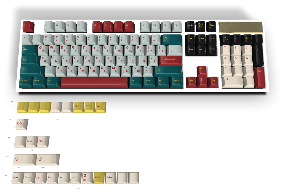Custom #2991 PBT Keycap 129 Keys keycaps Cherry Profile DYE-SUB ...