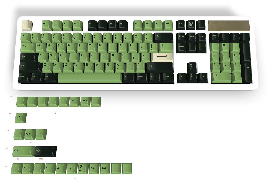 Custom #1342 PBT Keycap 129 Keys keycaps Cherry Profile DYE-SUB ...