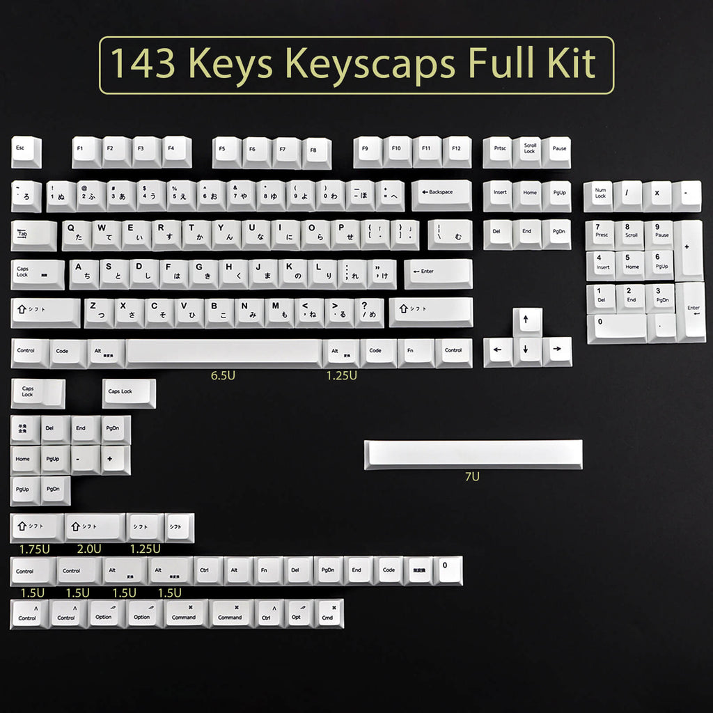 Minimalist White Japanese Keycaps - Diykeycap
