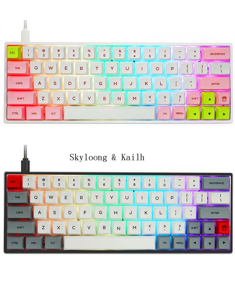 SK64 Gateron Optical Red hot Swappable Switch Dye Sub PBT Keycaps Bluetooth Mechanical Keyboard Wire Separation rgb leds type - Green Chow Shop