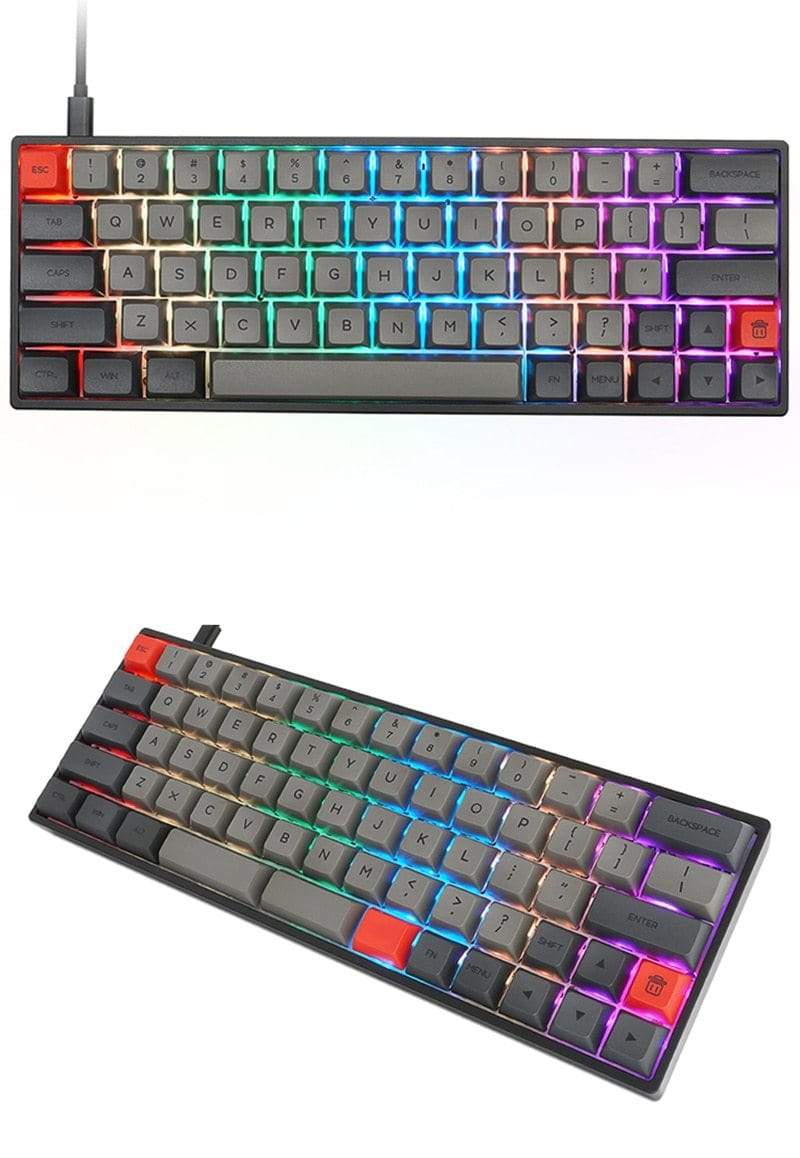 SK64 Gateron Optical Red hot Swappable Switch Dye Sub PBT Keycaps Bluetooth Mechanical Keyboard Wire Separation rgb leds type - Diykeycap