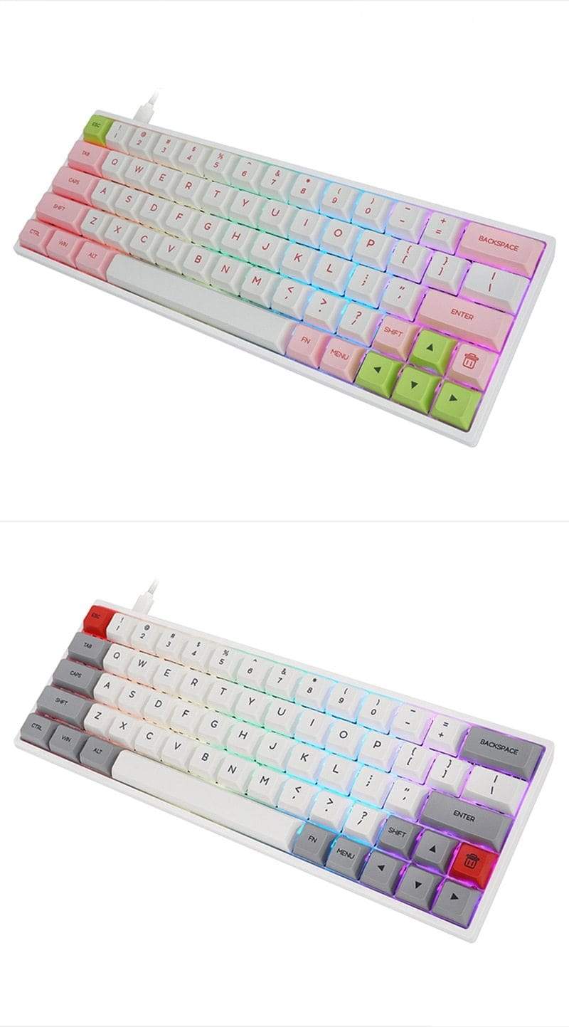 SK64 Gateron Optical Red hot Swappable Switch Dye Sub PBT Keycaps Bluetooth Mechanical Keyboard Wire Separation rgb leds type - Diykeycap