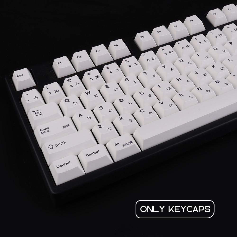 PBT 135 Keys Cherry Profile DYE-Sub  Japanese Keycap Minimalist White Theme Minimalist Style Suitable For Mechanical Keyboard - Diykeycap