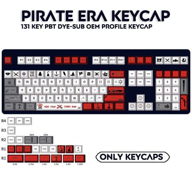 131 Key PBT Keycap DYE-SUB OEM Profile Pirate Era Personalized Keycaps For Cherry MX Switch Mechanical Keyboard - Diykeycap