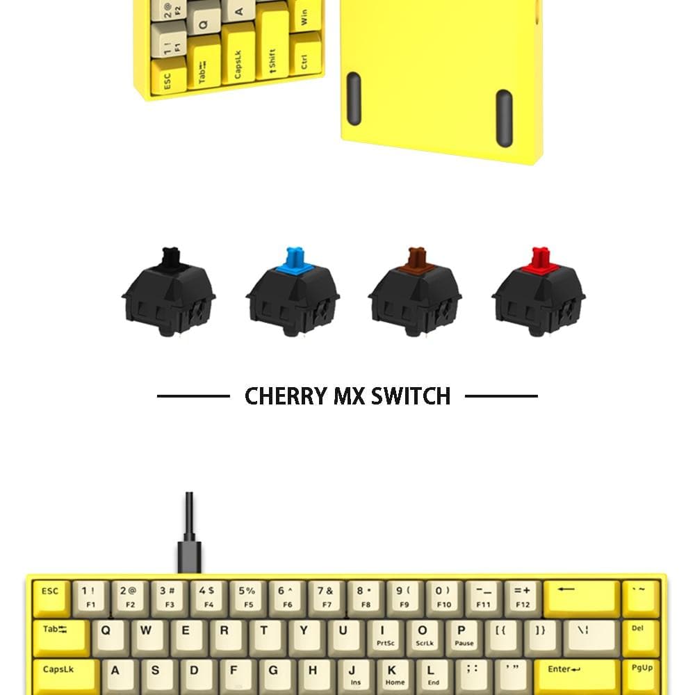 Gaming Mechanical Keyboard 68 keys USB Red Tea cherry Switch PBT Dye-Sublimated keycap original height For Gamer Laptop Computer - Diykeycap