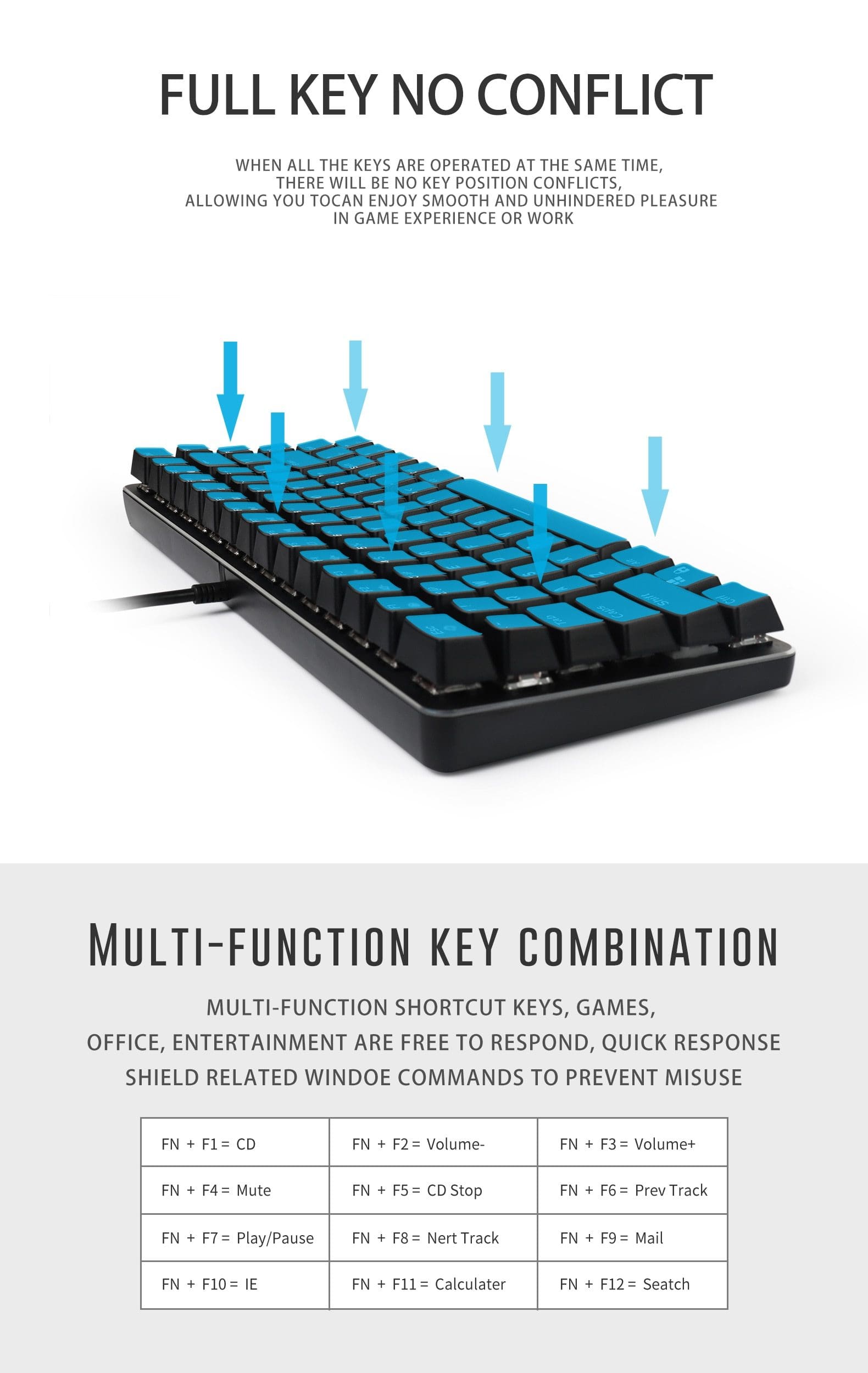 82-key portable mechanical keyboard, multiple shaft options, backlit design wired gaming office keyboard - Diykeycap