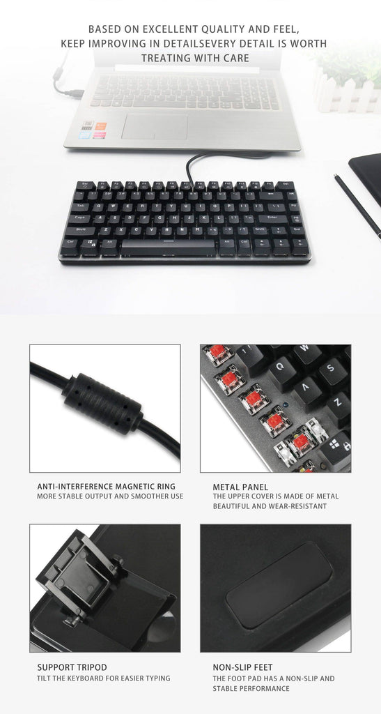 82-key portable mechanical keyboard, multiple shaft options, backlit design wired gaming office keyboard - Diykeycap