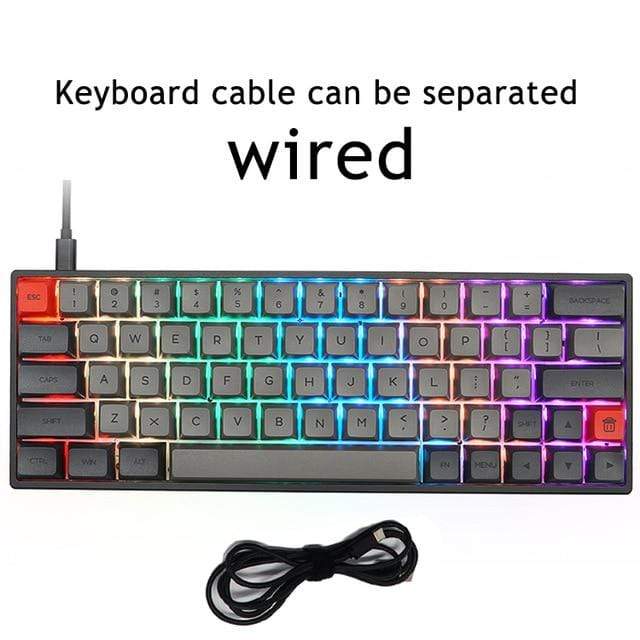 SK64 Gateron Optical Red hot Swappable Switch Dye Sub PBT Keycaps Bluetooth Mechanical Keyboard Wire Separation rgb leds type - Diykeycap