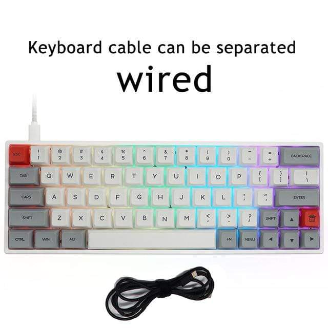 SK64 Gateron Optical Red hot Swappable Switch Dye Sub PBT Keycaps Bluetooth Mechanical Keyboard Wire Separation rgb leds type - Diykeycap
