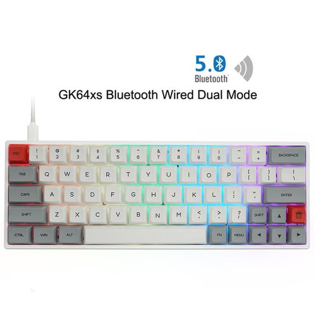 SK64 Gateron Optical Red hot Swappable Switch Dye Sub PBT Keycaps Bluetooth Mechanical Keyboard Wire Separation rgb leds type - Green Chow Shop