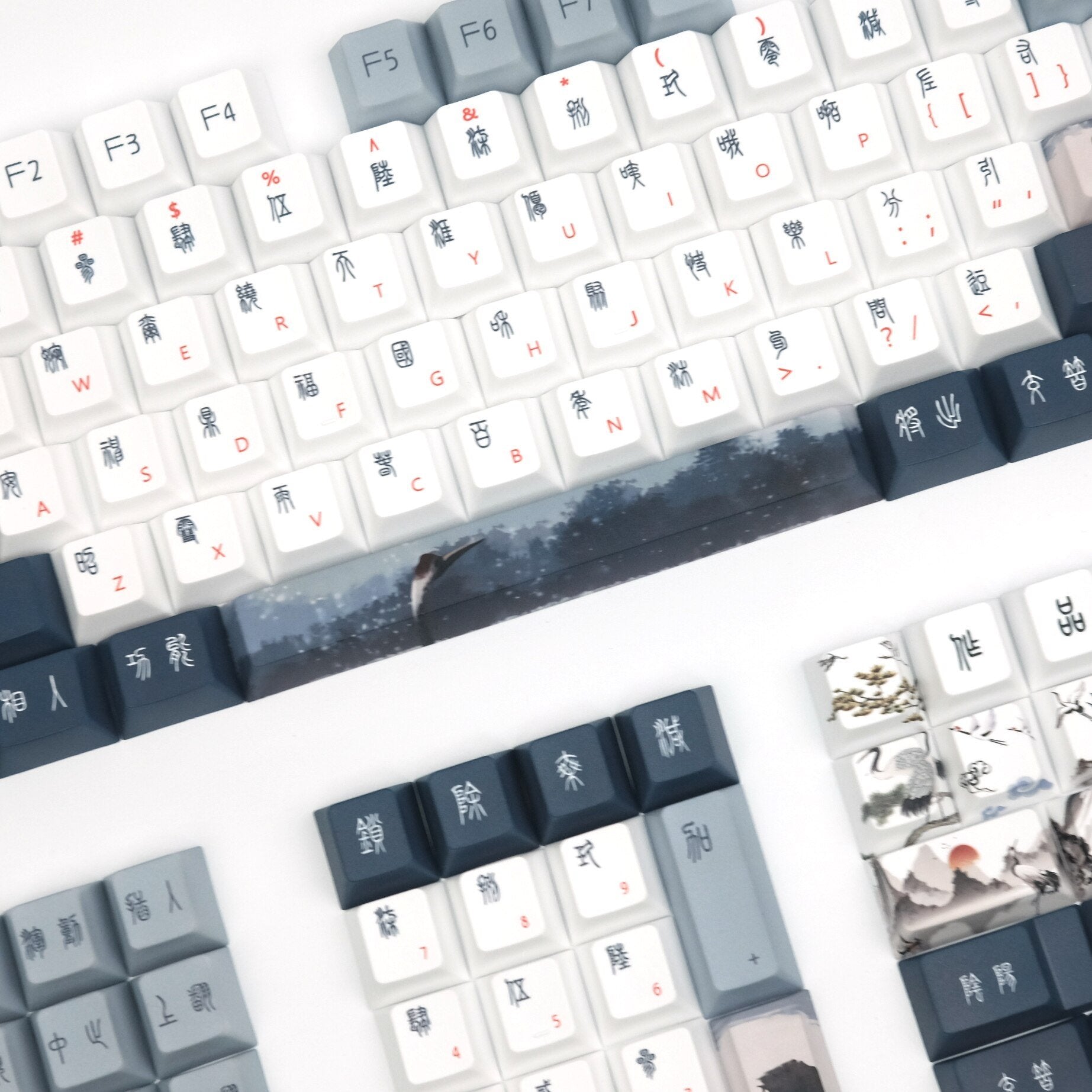 Red-Crowned Crane Keycaps - Diykeycap