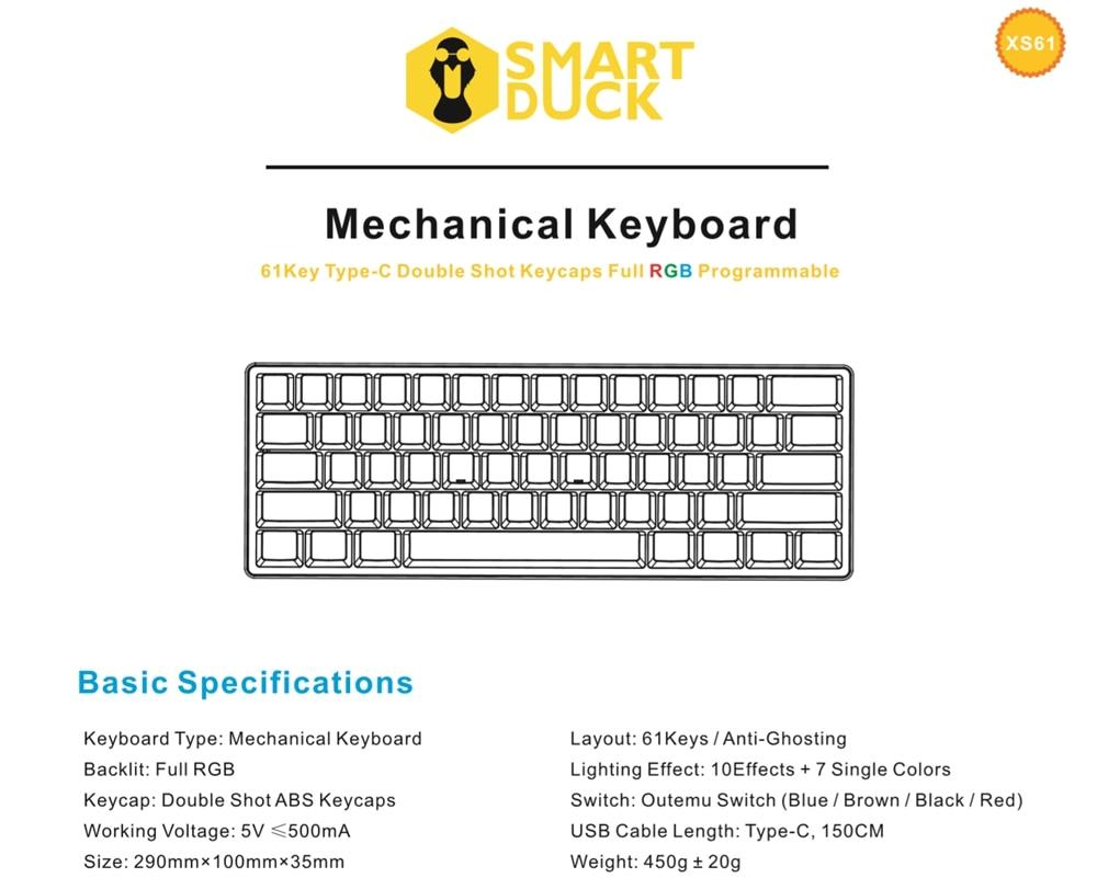 Smart Duck XS61 60% Mechanical Keyboard - Diykeycap